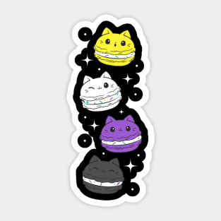 Non Binary Pride Flag Nonbinary Cat Enby Macaron Sticker